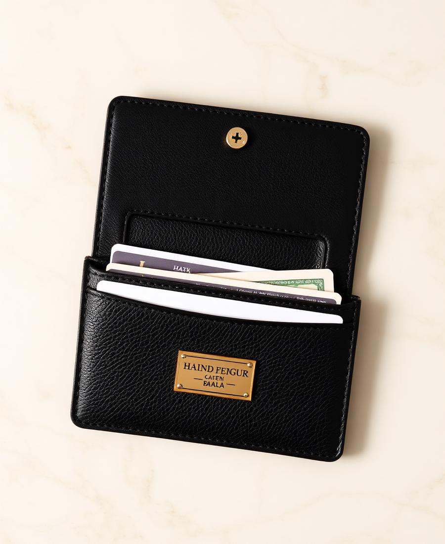 Saint Laurent Bi-Fold Card Wallet in Black Grain de Poudre Leather